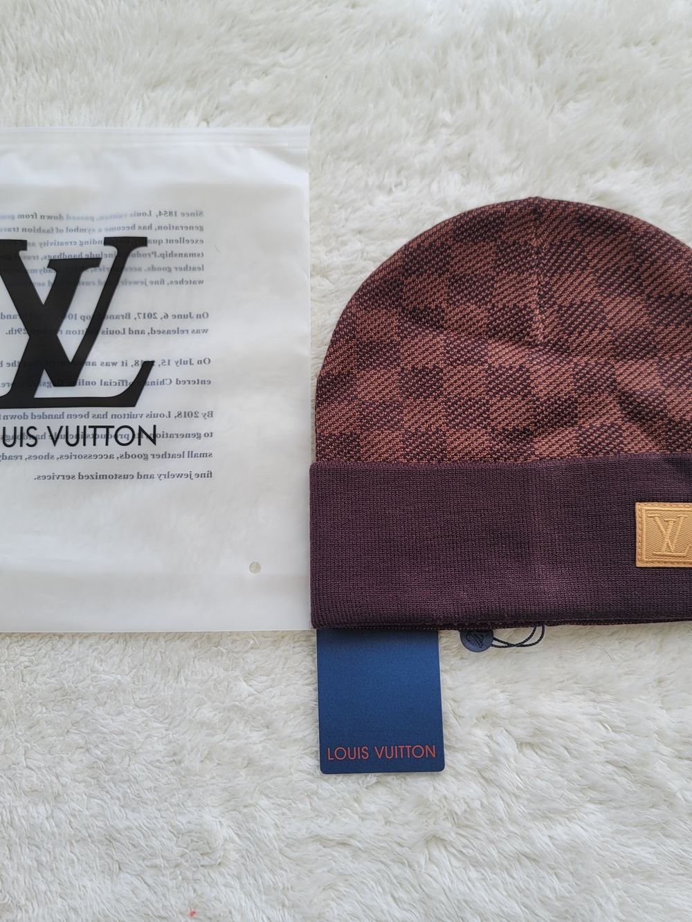Louis Vuitton Men's Brown Check Knit Beanie